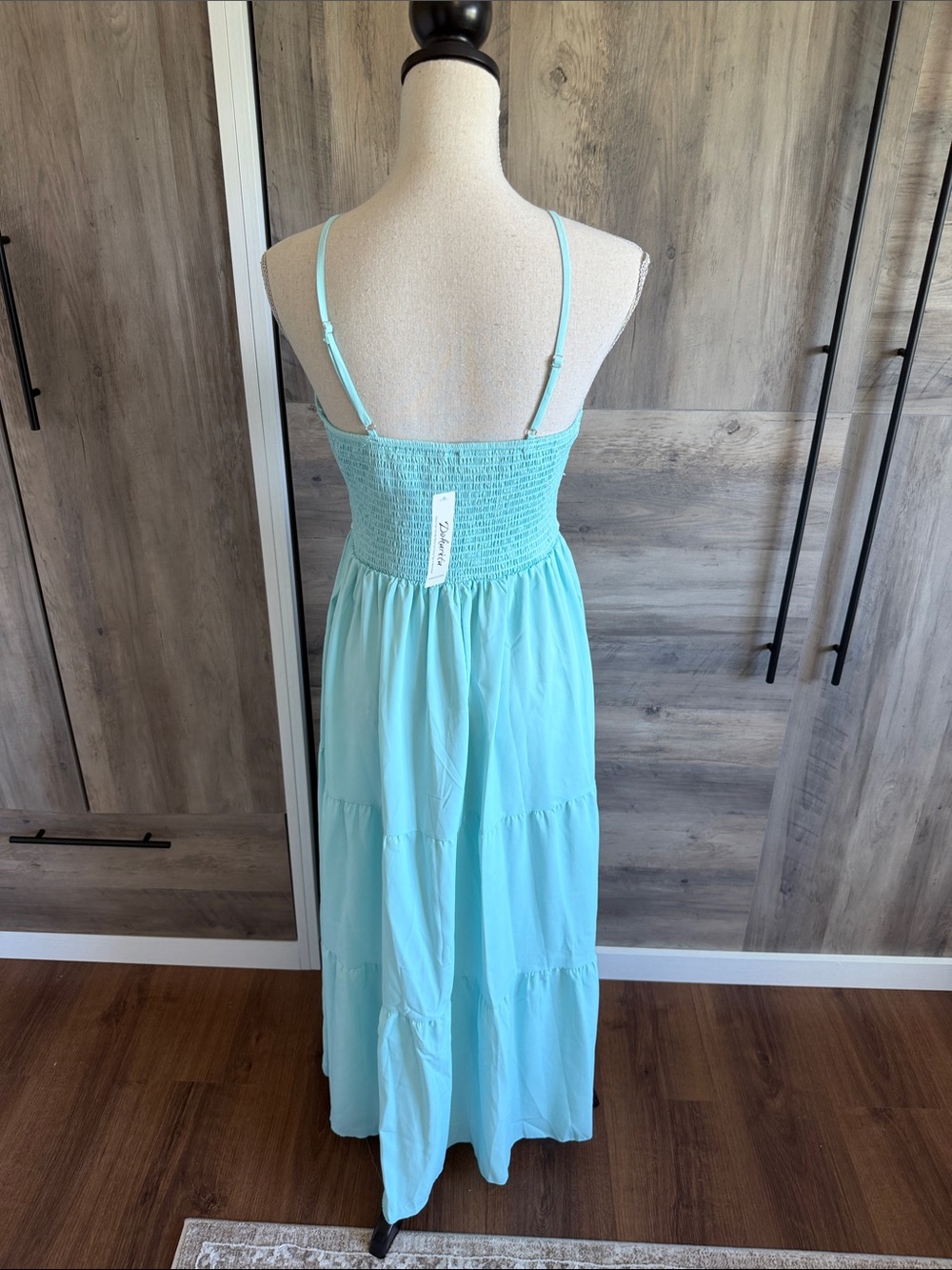 Beautiful Light Teal Three Tier Maxi Dress - Picture 4 of 4
